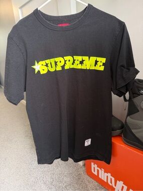 Supreme Black Tee with White Label Patch